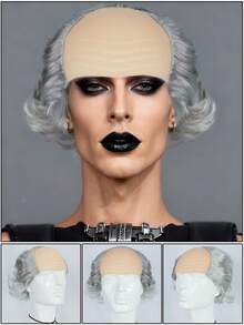 Synthetic Hair Bald Wigs - Party Horror Clown Joker Devil Wig & Old Man With Beard Grandpa Wig & Monk/Wizard Wig & Thick Bald Skin Head Hairless Fake Skull Wig & Short Curly Funny Holiday Cosplay Wig, Christmas Disco Rocker Ghost Evil Scary Killer Costume Hairpieces, Movie Character Fake Hair, Creepy Masquerade Balls, Birthday Celebration Decor/Props