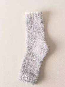 1 Pair Coral Fleece Fluffy Leg Warmers, Winter Thick Knee Protector Leg Sleeve For Women, Cozy - Light Grey - View 12