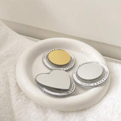 1个极简磁吸式镜面滑动手机支架，心形/圆形可伸缩便携式化妆镜支架