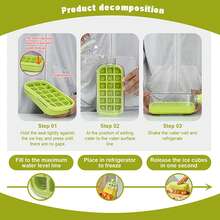 800ml Ice Cube Water Bottle 2-In-1 Portable Ice Maker & Bottle Leak-Proof Aesthetic Design With Ice Mold Press For Travel Gym Office Modern Kitchenware Detachable Lid & Built-In Straw - Green - View 4