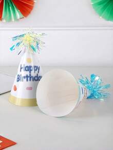 6pcs Silver Foil Fringe Colorful Party Hats, Birthday Party Cone Hats, Cute Cake Cone Birthday Paper Hats, Adorable Crowns, Adult Party Hat Assortment, Bridal Shower Bachelorette Party Decorative Hats, Colored Hats With Gold Decor, Birthday Party Hats - Multicolor - View 6