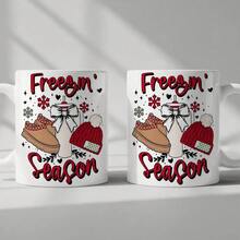 1 Piece, Christmas Season Coffee Cup, Winter Holiday Coffee Cup, Fashionable 'Frozen Season' Design, With Snowflake Knitted Hat And Boots Pattern, Ideal Gift For Friends, Family, And Colleagues, Suitable For Christmas Winter Holiday Parties, Home Office Use, Holiday Beverage Utensils, Holiday Party Cup, Snowflake Pattern Mug, Winter Theme Cup, High-Quality Mug, Seasonal Beverage Utensils, Family Holiday Gift - trắng - Xem 3