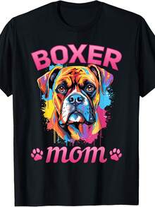 Boxer Dog Breed Pet - Boxer Mom T-Shirt For  Wo Girls Kids - Style 26 - View 1
