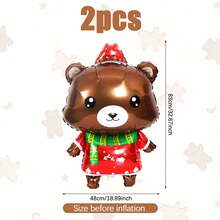 1 Stück/2 Stücke Weihnachtsbär Ballons, süßer Bär, Schal Bär, Bär Folienballons, geeignet für Weihnachten, Weihnachtsdekoration, Wintergeburtstagsfest Dekoration, Neujahrsdekoration, Raumdekoration