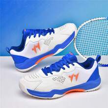 女士专业羽毛球鞋,轻便透气防滑,耐穿,适合训练和比赛。高弹性,减震,跳跃保护,侧向支撑,抗扭曲。时尚女士羽毛球鞋 - 藍白色 - 查看 5