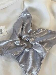 1条闪亮银色方巾，大号发圈，女士低马尾发圈，超大复古方巾发圈，发饰，时尚发圈，超大发圈，复古风格，柔软顺滑面料，时尚发圈 - 彩色 - 查看 8