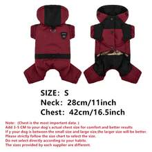 Combinaison d'hiver pour chien de compagnie - Manteau imperméable et coupe-vent à quatre pattes avec capuche, vêtement de mode pour animaux de compagnie. Veste d'hiver chaude pour chien avec design réfléchissant et sportif. Plusieurs couleurs (rose, beige, kaki, bleu, bordeaux) pour petits chiens. Idéal pour la promenade par temps froid et les activités extérieures - Rouge - Voir 18
