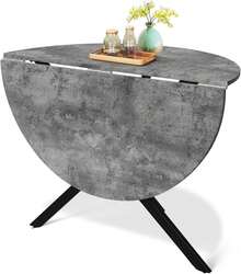 Dining Table And Chairs Set Of 2, Folding Round Dining Table With 2 PU Leather Chairs For Dining Room,Kitchen,Living Room - Gray Table + 4PU Black Chair - View 2