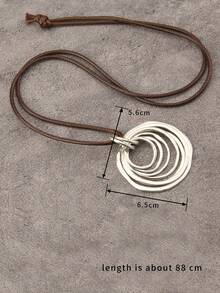 1件简约扭纹圆环吊坠项链，高端精品串珠颈链，男女皆宜情侣项链，金色配饰，适合日常/约会穿搭，送给女朋友/男朋友的礼物