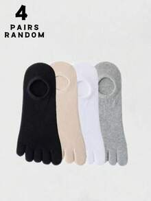 1/4 pares de calcetines de mujer con división de dedos, transpirables y de corte bajo, lisos y sin mostrar los dedos, adecuados para deportes o uso diario