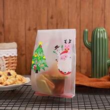 有趣的圣诞礼品袋，适合存放饼干、巧克力、糖果、零食，印有圣诞老人图案，非常适合圣诞节、感恩节、新年派对的节日礼品袋，附赠贴纸 - 彩色 - 查看 7