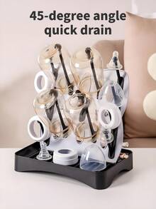 1 Escurridor multifuncional desmontable Material: PP Ligero y portátil Escurridor de tazas Utilizado para escurrir botellas/tazas/platos/vajilla y palillos, etc. Adecuado para el hogar/cocina/baño/habitación del bebé/oficina Estilo moderno y sencillo Diseño de base desmontable Incluye un cepillo desmontable para botellas Fácil de limpiar Fácil de almacenar Incluye ganchos y bandeja También se puede usar como tablero de almacenamiento de escritorio