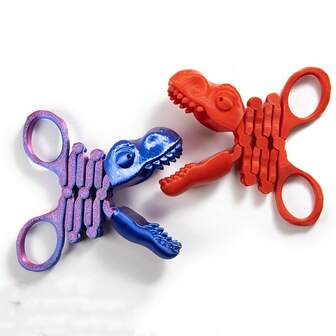 Tijeras de dinosaurio impresas en 3D, accesorio de mordida de mano para alivio del estrés, juguete sensorial para inquietud, adecuado para adultos, aliviador del aburrimiento en aviones y viajes, alivio de la ansiedad y el estrés, material PLA amigable, ornamento de decoración del hogar (distribución de color degradado aleatorio)