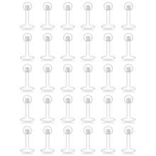 Lcolyoli 18G 16G Clear Acrylic Lip Rings Monroe Labret Studs Piercing Jewelry Bioflex Ear Tragus Helix Earring Retainer 6-12mm Bar Length 3mm Screw Ball For Women Men{Inchstyleinch:Inch30Pcs-18G-1/4\Inchinch} - 30件-18G-1/4英寸 - 查看 1
