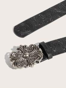 حزام نسائي عتيق - إبزيم مجوف بطراز بوهيمي أنيق - حزام بنمط بانك روك عصري مناسب للجينز والفساتين والملابس الكاجوال، حزام مقاس كبير، إبزيم نسائي أنيق، شريط متين، إكسسوار نسائي - حزام عتيق - مشاهدة 2