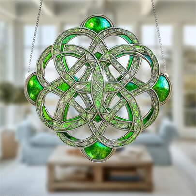 2D Plane, 1pc. Celtic Knot Sun Catcher, 8x8 Inches. 2D Plane Acrylic, Plastic Hanging Decoration. Suitable For Gardens, Porches, Bedrooms, Offices, Birthday Gifts For History Enthusiasts, And Car Decorations.