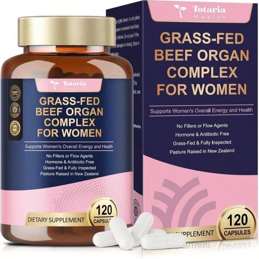 Beef Organ Supplement For Women - Beef Liver, Kidney, Heart,Uterus Tissue - Balance Hormones &Amp; Women'S Overall Energy - Grass Fed, Pasture Raised - Natural Iron Supplement With Folate - 120 Capsules - Tên hương vịA - Xem 1