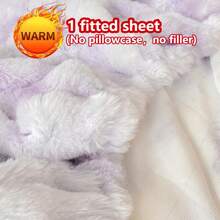 1 cearșaf cu saltea groasă din blană artificială de iepure, husă de protecție pentru saltea, model floral, plușată, caldă, rezistentă la șifonare, detașabilă și lavabilă, dimensiune single/dublă/matrimoniale - ideală pentru dormitor și cameră de oaspeți