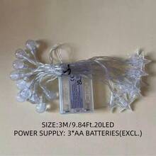 1个装 10/20/30/30/40/80颗灯珠 1.5/3/3/4.5/6/10米 星形泡泡球卧室装饰 生日派对室内氛围 LED灯 婚礼派对节日装饰礼物 小礼品 彩色闪光串灯 电池盒 斋月 节日灯饰