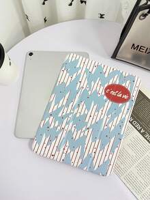 1pc Transparent Pencil Slot Asymmetrical Wave Pattern Foldable Tablet Case, Compatible With IPad Mini4/Mini5/Mini6/Mini7/Air/Air2/9.7/10.2/10.5/Air4/Air5/10.9/Pro 11"/10th/Air 11-In.(M2)-2024/Pro11-In.(M4)-2024/Air 11-Inch (M3) 2025/(A16) 11 Inch 11th Generation 2025, Galaxy Tab A8 10.5 Inch 2022, Built-In Pencil Slot, 3-Fold Stand, TPU Soft Edge Protection, Magnetic Sleep/Wake, Minimalist/Creative//Funny/Cute/Niche Design - Multicolor - View 2