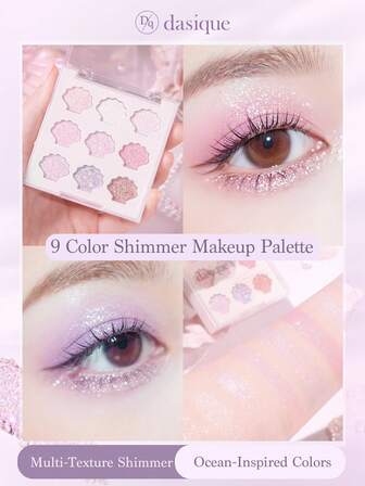  Paleta de sombras de ojos de 9 colores con diseño de concha de sirena Dasique, de larga duración y alta pigmentación, ideal para graduación, cumpleaños, fácil de usar y suave de mezclar, fórmula vegana y libre de crueldad, un must para las fiestas, con un encantador toque de color rosa, un gran regalo de Navidad para mujeres, una marca de moda elegante para el regreso a clases y Halloween