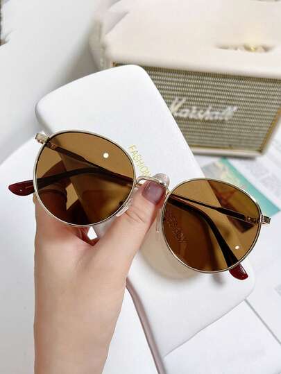 新款时尚户外高端金属圆框眼镜女男女通用驾驶专用个性全框时尚眼镜