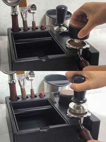 1pc Espresso Tamping Station Knock Box,Tamperstation,Espresso Station Fit For Storage 51-58mmtamper,Distributor,Portafilter,Puck Screenaccessories,9 In 1 Espresso Knock Box And Tamperstation