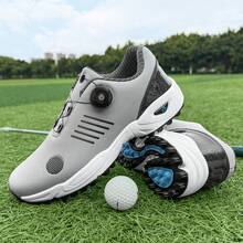 男女通用全天候轻便防滑高尔夫球鞋 - 适合草坪球场、休闲穿着和户外运动 - 白色/黑色/灰色设计，休闲运动鞋 | 耐磨橡胶鞋底 - 灰色 - 查看 13