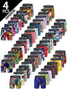 Multi-Pack Of 12/8/4 Men's Boxer Briefs With Stylish Prints And Graffiti Patterns, Comfortable And Snug, Breathable And Quick-Drying, Suitable For Sportswear. - Multicolor - View 25
