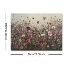 1 pieza Cartel de lienzo vintage enmarcado/sin enmarcar con campo de flores silvestres bohemio, arte de pared floral botánico rústico y oscuro, paisaje minimalista, decoración de granja, estética de Cottagecore para dormitorio, sala de estar, dormitorio, decoración del hogar moderna