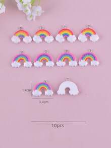 10/20pcs Fashion Bling Rainbow Resin Charms DIY Earring Necklace Jewelry Design Making - Multicolor - View 2
