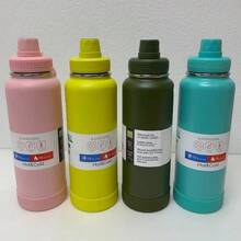 Anti-Leak Vacuum Thermal Bottle 600ml 800ml 1000ml 1200ml School Children Adult With Strap Keychain With Rubber - 淺青色 - 查看 5