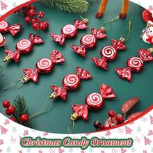 18Pcs Christmas Candy Cane Lollipop Ornaments For Christmas Tree Outdoor Christmas Decorations,Red And White 4.5Inch Assorted Shapes Hanging Ornament With Ribbon For Xmas New Year Holiday Festival Home Party Decor(The Multiple Ones Are Packed In Small Sizes)
