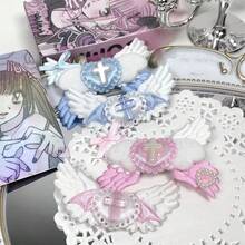 オリジナル天使の羽星サブカルの蕾系高ルックス髪飾り水色アクセサリーかわいいヘアピンヘアアクセ - ピンク[3点セット] - チェックする 2