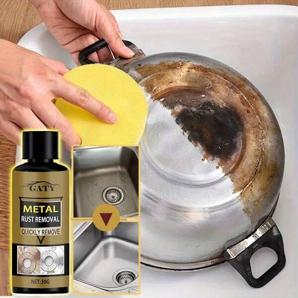 Universal Metal Rust Remover Paste, Stainless Steel Kitchenware Renewal, Bathroom Shower Chrome Parts Deoxidation And Renewal, Suitable For Stove, Chimney, Pots, Pans, Sink, As Car And Motorcycle Maintenance