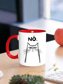 1pc 11oz Mug Saying Cat, Nope, Just No, Cat, Mug Cat Funny, Gift Idea Cat Lover, Office Mug, Cat Mug,Christmas Decorations,Fun Gift For Birthdays, Holidays & Parties, Ideal For Friends, Coffee Bar Accessories, Reusable,Christmas, Graduation - Hand Wash Only, Ideal For Hot & Cold Drinks, Room Decoration,Winter Drinkware, Thoughtful Present, Family Keepsake,Valentines Day Gifts,Wedding
