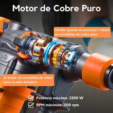 Taladros industriales de alta potencia martillos electricos perforacion profesional taladro industrial martelete potente alto rendimiento durabilidad uso heavy duty construccion obra instalacion tecnico ferretero - Naranja - Ver 3