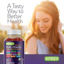 Viteey Womens Multivitamin Gummies - Immune Support - 12 In 1 Essential Vitamins &Amp; Minerals - Vitamin A, C, D3, E, B6, B12, Folic Acid, Biotin, Calcium, Zinc &Amp; More - Vegetarian - Raspberry Flavored - Tên hương vịA - Xem 6