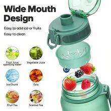 Unistar Water Bottle With Time Marker -Large 34 Oz Tritan Bottle & No Sweat Sleeve -Leak Proof Gym Sports Bottle With Fruit Infuser Strainer & Carrying Strap - Gift Package For Christmas - 深綠 - 查看 4