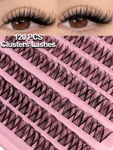 Rikuaild 120 Cachos de Cílios Naturais Cruzados e Esvoaçantes, Cachos de Cílios Diários DIY, Extensões de Cílios Fofos, Macios e Confortáveis, Fáceis de Usar