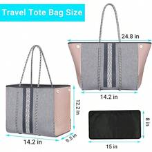 Large Multipurpose Neoprene Beach Tote Bag With Inner Pocket Women/Pool - A5-pink-upgraded - View 4