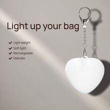 Heart-Shaped LED Sensor Purse Light - Touch-Activated Instant On & 15-Second Auto-Off, USB Rechargeable Portable Bag Light, Essential Gadget For Easy Item Finding, Perfect Gift For Women Mom Her Friend, Mother's Day Gift - trắng - Xem 2