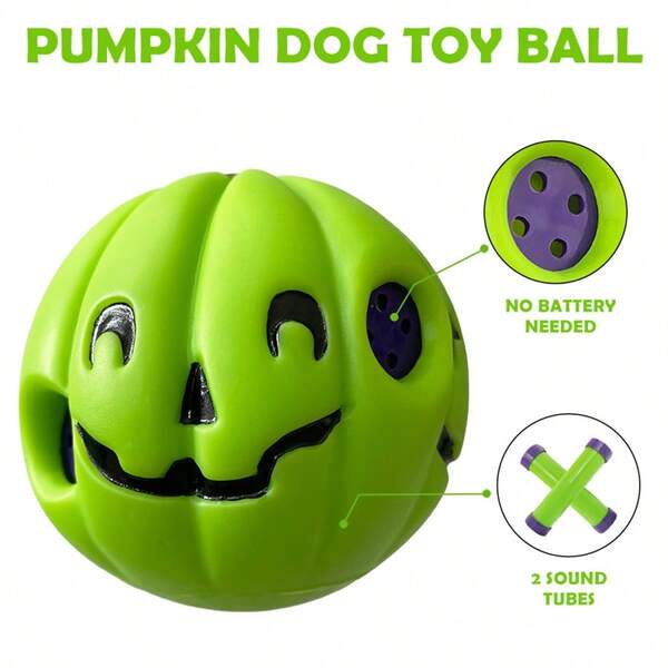 Pumpkin Shaped Pet Ball, Rolling Sound Dog Ball, Dog Running Companion Boredom Relief Toy, Suitable For Indoor And Outdoor Activities, Human-Pet Interactive Entertainment Toy (Green)