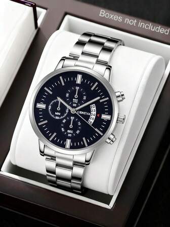 1pc Men's Wristwatch, Business, Sports, Casual Calendar Dial Quartz Watch, Suitable For Daily Wear, Birthday Gift, Party, Holiday Gathering, Also An Ideal Gift For Yourself Or Friends. No Packaging Box Included.
