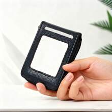 محفظة رجالية صغيرة ذات فتحات متعددة وسوستة، 11 فتحة بحماية RFID: تصميم فسيح ورفيع جداً وذو سوستة، محفظة متعددة الوظائف لكلا الجنسين، مصنوعة من جلد البولي يوريثان مع حجرات لبطاقات الأعمال والجوازات والنقود، مقاومة للماء وقوية، مزودة بفتحات لبطاقات الائتمان والخصم والبنكية - الأسود - مشاهدة 7