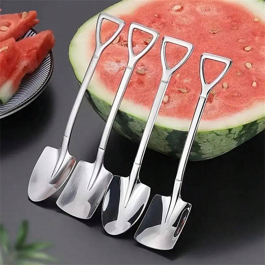 12 piezas Cucharas de acero inoxidable creativas con diseño de sandía - Cucharas para postre, helado, café - Cucharas portátiles - Adecuadas para el hogar, restaurante, hotel, campamento al aire libre, picnic, fiesta, boda - Artículos esenciales de cocina imprescindibles