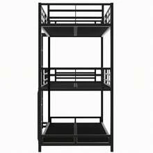 (=WX000520AAB) 90x200cm Metal Bed Frame, Bunk Bed, Iron Bed, Triple Bunk Bed For Children, Teenagers And Adults, Black - Black + Metal + 90cm*200cm - View 6