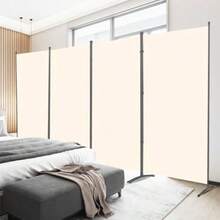 Room Divider 6FT Folding Privacy Screens 4 Panel Partition Room Dividers w/Freestanding Design Portable Wall Divider for Room Separtation Fabric Screen Panel for Home Office School Dorm - Crema+3 Panel-Camino Circular - Ver 8