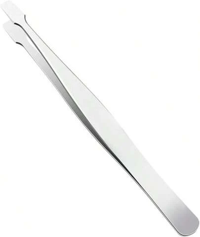 WELANGBN 1 Pcs Stainless Steel Stamp Tweezers Tongs Flat Wide Tip Precision Philately Tweezers For Stamps, Documents, Photo Development, Etc., Silvery
