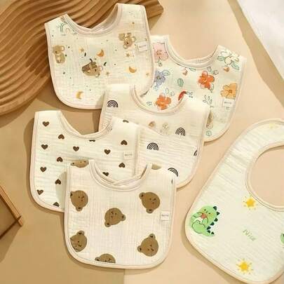 Zestaw 5/4/2 szt. bawełnianych śliniaków dla niemowląt w kształcie litery U, śliniaki do ślinienia się